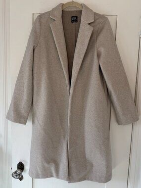 Zara Oatmeal Open Coat Lightweight Jacket Small NWOT
